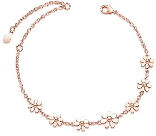 LEGENTLISUR Bracciale Floreale Regolabile Bracciale in Oro per Donna Braccialetto di Fiori Gioielli Placcati in Oro 18K Regali Adatti per le Donne (Oro Rosa)