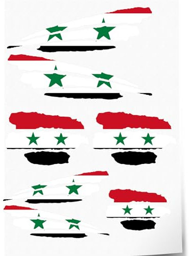 INDIGOS UG - Autoaufkleber Set - Syrien - 7 Aufkleber - Flagge - Fahne mit 3 Streifen - Tuning - Heckscheibe - Modellbau - Sport