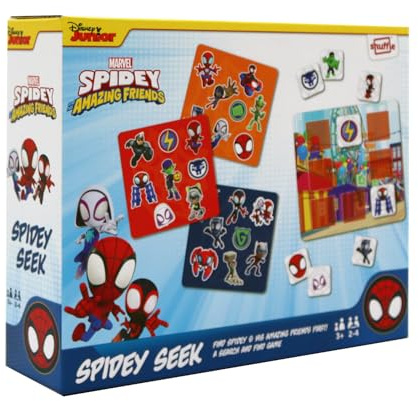 SHUFFLE Spidey and his Amazing Friends Seek, Find Spidey, Friends and Villains in This Fun Hide & Seek Game for Marvel Fans, Great Gift, 2-4 Players, Ages 3+ Years