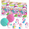 INKEE UNICORN PROFESSIONS | 3x Badebomben Kinder mit Überraschung - 3 von 6 verschiedenen Einhörnen zum Sammeln - 3x 100g Badekugeln mit Bananenmilchshake-Aroma und Jojobaöl, Rosa oder Grün
