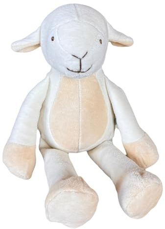 Mababu Kuscheltier Lamm Lenny | Plüschtier aus Bio-Baumwolle | Stofftier für Kinder & Babys | Kuscheltiere Mädchen & Jungen | Nachhaltig, Flauschig, Hypoallergen, Maschinenwaschbar | 16cm, OCS Blended