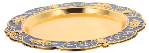 Alipis Platter Tray European Design Metal Fruit Plate Large Round Snack Serving Plate for Restaurant and Home