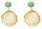 Boho Turquoise Shell Dangle Earrings for Women Girls Gold Irregular Lava Sea Shell Drop Dangling Stud Earrings Vintage Bohemian Turquoise Bezel Birthstone Lightweight Studs Jewelry