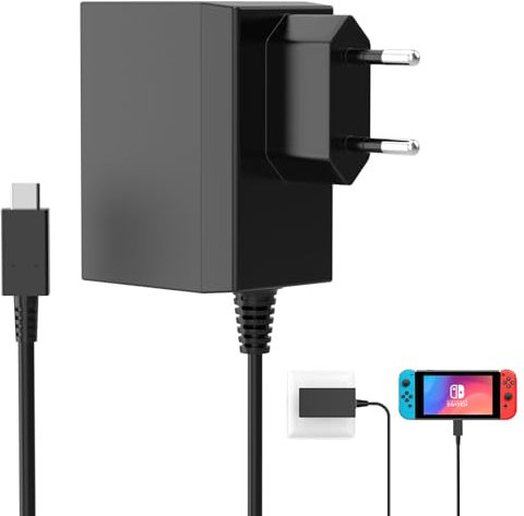Cargador para Nintendo Switch 39W 15V 2,6A Carga Rápida USB Tipo C Adaptador Alimentación para Nintendo Switch/Switch Lite/Switch OLED/Switch Dock, Support TV Modo
