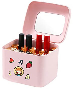 Cosmetic Storage Box Lipstick Storage Box with Lid Dressing Table Mirror Lipstick Lip Glaze Box Portable Box Storage Box with A Sticker Makeup Organizer