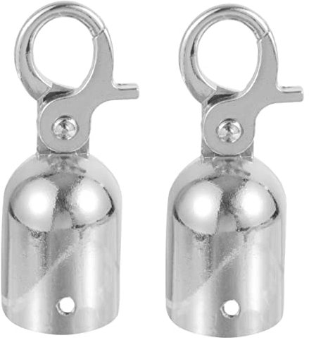 JECOMPRIS 2 Pièces Butée de fin de corde ceintures crochet de cordon pôle fil mousquetons de sécurité Crochet de sécurité mousqueton d'extrémité de cordon crochet de corde Acier inoxydable