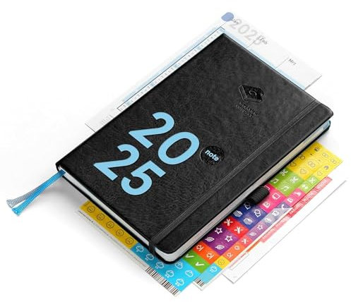 weekview compact note Plus 2025 - der clevere Wochenplaner! Personal Organizer mit großem Notizteil / A6+ (12x18cm) mit Sticker und Tafelkalender, Froschtasche und Stifschlaufe und Griffregister