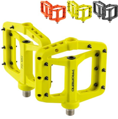 MotuTech Pedale für Mountainbike, Nylon, Pedal, Fahrrad, Straße, breit, leicht, 3 Kugellager, groß, rutschfest, 9/16 Zoll (Gelb)