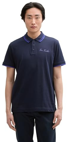 Tom Tailor Herren Poloshirt mit Logo-Print aus Baumwolle
