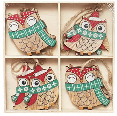 TianWlio Weihnachtsbaum Anhänger Deko Christbaumschmuck 8 STÜCKE Weihnachten Eule Hängende Holzverzierung Dekorationen Eulenformen Ausschnitte Holzstücke Holz Weihnachtsbaum (Khaki One Size)