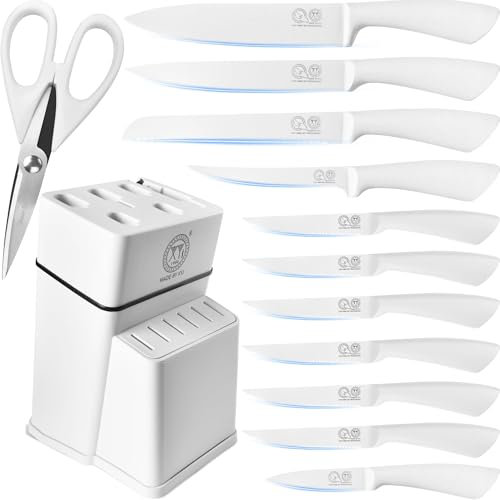 XYJ Juego de cuchillos de cocina, juego de cuchillos con soporte para cuchillos, juego de cuchillos de cocina japoneses profesionales, cuchillos de carne de acero inoxidable, cuchillo de carne,