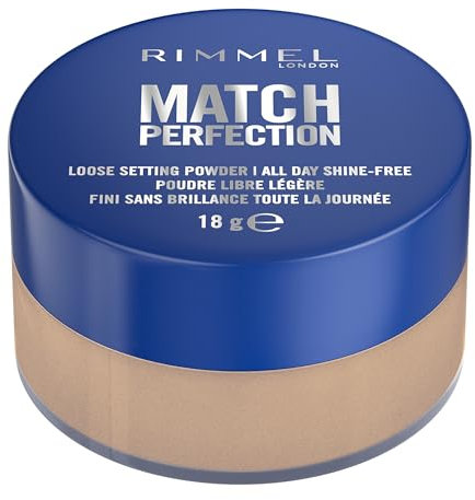 Rimmel Match Perfection Loose Setting Powder, 002 Translucent Honey, Lightweight & Breathable, Matte Finish, Vegan-Friendly Makeup, 18g