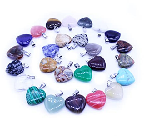 DIYEAH 10stücke Naturstein Herz Anhänger in Gemischten Farben Schmuckzubehör Für Halsketten Und Armbänder Herzförmiger Steinanhänger Für Bastelarbeiten Und Diy-schmuck
