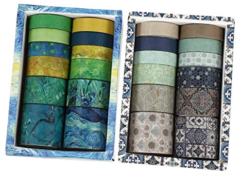 SEWOART 24 Rollen Washi Tape Tags Aufkleber Selbstklebendes Klebeband Fotoalbum Klebeband Grünes Klebeband Dekoratives Bastelband Grüne Aufkleber Grünes Klebeband Farbaufkleber