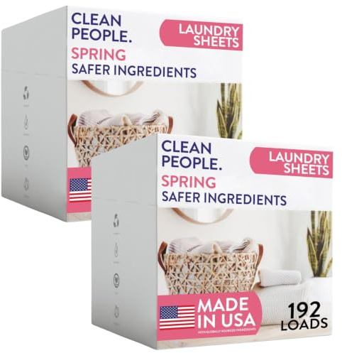 The Clean People Laundry Detergent Sheets - Hypoallergenic Laundry Soap - Ultra Concentrated, Recyclable Packaging, Stain Fighting - Spring Scent, 384 Pack