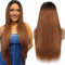 Weeybay Echthaar Perücke für Damen Perücken Straight Human Hair Wig Ombre Black to Brown 4X4 Lace Closure 150% Density Unprocessed Remy Hair Glueless Perücke Braun 14 Zoll