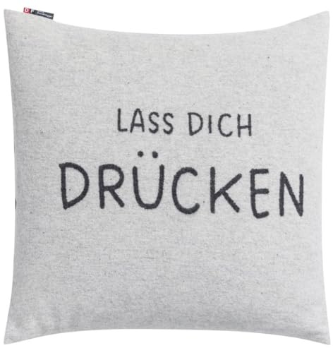 David Fussenegger Kissenhülle Silvretta 'Lass Dich drücken' 50 x 50 cm Filz - Hellgrau