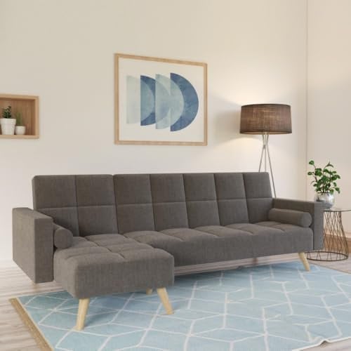 WEBER INDUSTRIES Ecksofa, ausziehbar, links, Asgard/Grau