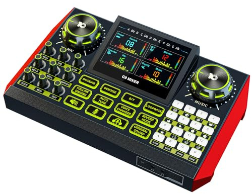 G9 DJ & Podcast Equipment Live Sound Card for Streaming，Audio Interface DJ Mixer Sound Card/Board Condenser Microphone for Tiktok Gaming Video Content Creator Kit.