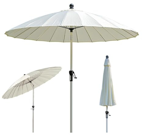 Generisch 250 cm Terrassenschirm, Sonnenschirm Tischschirm mit Kurbel und Kippbarem Winkel, Gartenschirm mit 24 Robuste Streben for Balkon, Markt, Pool