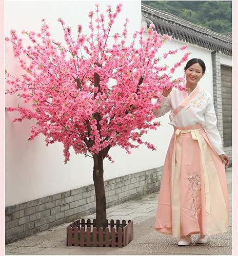 VGVSBG 2.5X2.5m Artificial Flower Cherry Blossom Tree Silk Flowers Fake Vines Flowers Silk Wedding Background Wall Decoration 2X1.5m/6.6x4.9FT