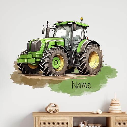 GRAZDesign Wandtattoo Trecker Kinderzimmer Junge mit Namen personalisiert Junge Wandsticker Traktor - 54x40cm