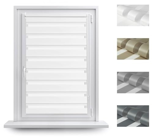RENA Rollos Für Fenster Ohne Bohren - Tag und Nacht - Doppelrollo Klemmfix - Fensterrollo Innen Rollo Set - 101 x 140 cm - Weiß