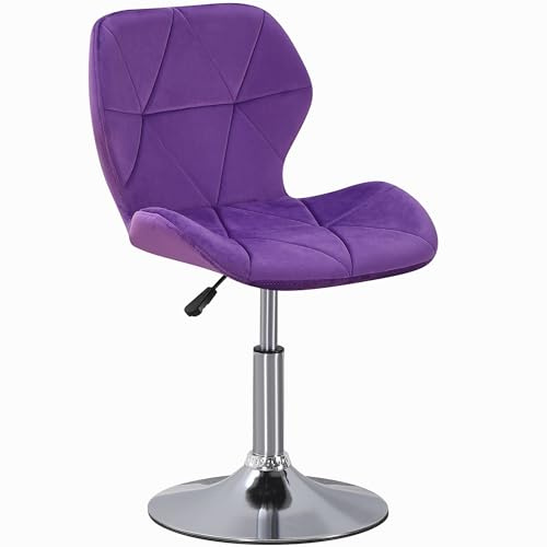 Charles Jacobs Static Swivel Geometric Design Chair with Adjustable Height - Purple Velvet