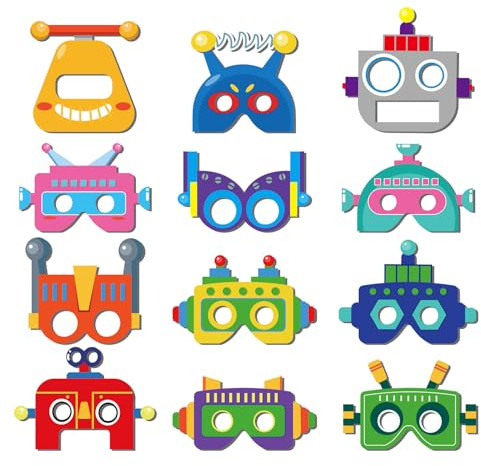 12Stk Roboter Maske, Kinder Thema Party Dekoration, Roboter Rollenspiel Papier Maske, Kinder Geschenke, Junge Mädchen Geburtstag Dekoration