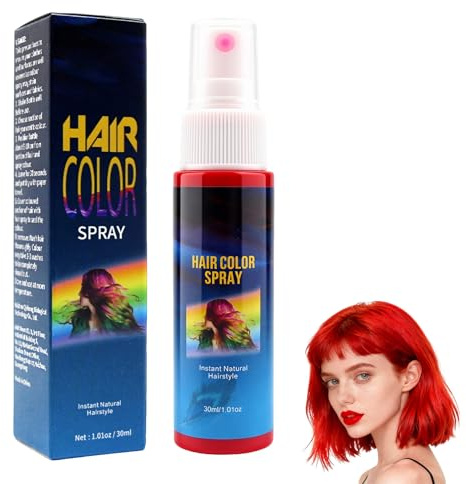KUIRUNRX® Temporäre Haarfarbe Spray, Rot Haarspray Haarfärbemittel, Washable Natürliche Haarfarbes Pomade, Schnelles Styling für Party Cosplay Weihnachten, 30ml