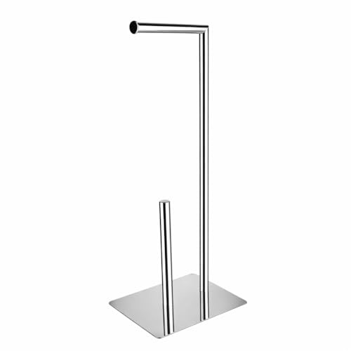 Topolenashop Piantana Porta Rotolo e Porta Asciugamani da Bagno – Supporto Carta Igienica da Terra – Design Moderno e Stabile – Acciaio Resistente – Mod. 87747