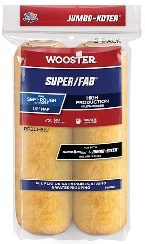 Wooster Brush Rr301-6.5 Jumbo-Koter Super/Fab 1/2-Inch Nap Roller Cover, 6.5-Inch Length, 2-Piece Golden Yellow