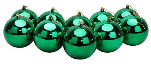 Toyland® 10 Extra Large 100mm Green Plastic Christmas Baubles - Christmas Tree Decorations