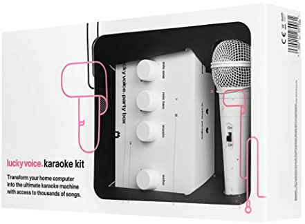Lucky Voice Portable Karaoke Machine & x1 Karaoke Microphone, White - Sing Along At Home With Over 10,000 Songs - Gifts For Kids & Adults