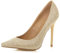 Ajvani Womens Ladies high Heel Pointed Court Smart Party Work Shoes Pumps, 6 UK, Gold Shimmer Glitter