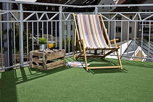 andiamo Kunstrasenteppich Field mit Noppen - Kunstrasen Outdoor zur Verwendung als Balkon Bodenbelag oder Outdoor Teppich - witterungsbeständig und zuschneidbar 200 x 200 cm Grün