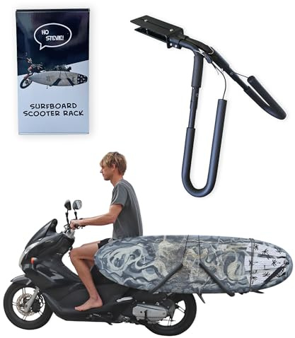 Ho Stevie! Scooter/Moped Surfboard Rack [Choose Color] Cruise to Your Surf Spot (Black)