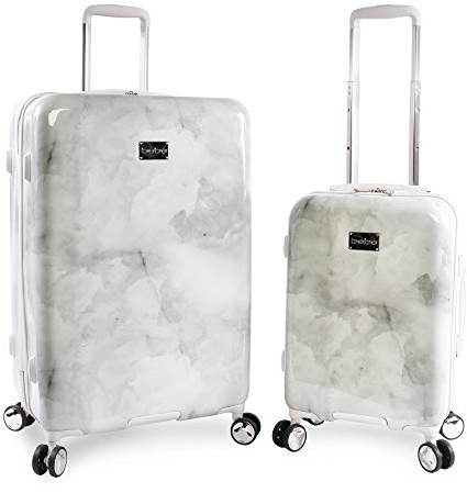 bebe Damen Lilah 2-teiliges Set Koffer mit Spinner-Rädern, Silber Marmor, Einheitsgröße, Silberfarbener Marmor, Einheitsgröße, Lilah 2-teiliges Koffer-Set mit Spinnrollen