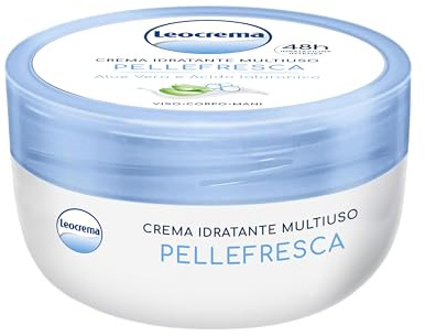 Leocrema - Mehrzweckcreme für frische Haut, mit Aloe und Hyaluronsäure, ideal für die ganze Familie, 48 Stunden intensive Feuchtigkeit, 150 ml