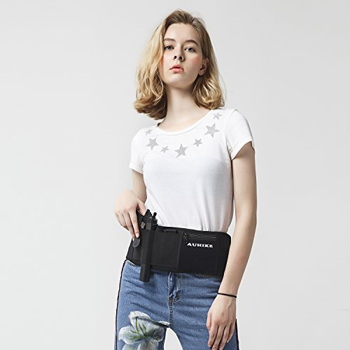 AUHIKE Bauchbandhalterung für verdeckte Tragevorrichtung, Taillenband Handfeuerwaffe, elastischer Handfeuerwaffenhalter für Pistolen Revolver