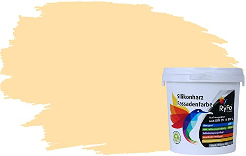RyFo Colors Silikonharz Fassadenfarbe Lotuseffekt Trend Orangetöne Marshmallow 1l - bunte Fassadenfarbe, weitere Orange Farbtöne und Größen erhältlich, Deckkraft Klasse 1