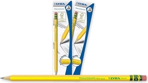 Lyra L1280100 Bleistifte Studium HB mit Radiergummi - Conf. 12 Stück x 2 Packungen