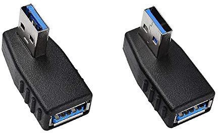 TANCUDER 2 Stück USB 3.0 Adapter 90° Abgewinkelt Rechtwinklig und Linker Winkel-Stecker für Kabel, Computerzubehör Schwarz