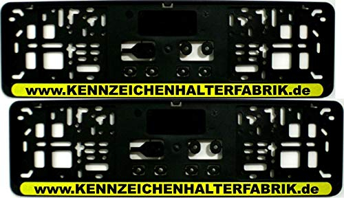 Satz (2 Stück) Kennzeichenhalter - KURZ 46 cm - GELB (Leiste) - MIT INDIVIDUELLEM WUNSCHTEXT - PREMIUMQUALITÄT - personalisiert 460 mm