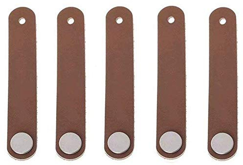 VOANZO 5 STÜCKE Möbel Türgriff Erste Schicht Leder Hardware Türgriff Pu-Leder für Möbel Hardware Einzelnen Nagel 14 cm (Braun)