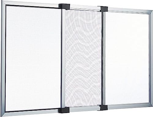 CILVANI Zanzariera Estensibile con Telaio in Alluminio e con Spazzolino. Prodotto per installazione su finestre e porte finestre. Trama in fibra di Vetro. (75x100 Alluminio)