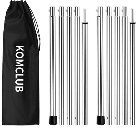 KOMCLUB Telescoping Tent Poles Adjustable Tarp Poles Camping Stainless Steel Lightweight Tent Poles for Trap Sun Sails Canopy Awning Shelter Backpacking Hiking 78 in Set of 2