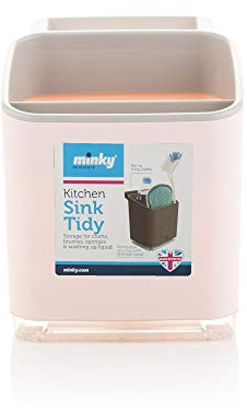 Minky Kitchen Sink Tidy | Sink Caddy With Removable Drip | Kitchen Sink Organiser With Dishcloth Holder Rack | Kitchen Storage Accessories | Sponge Holder For Kitchen Sink | Colour - Pink