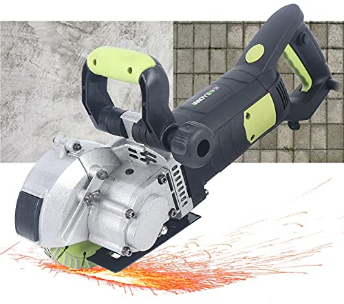 SHZICMY Rainureuse de mur 5000 tr/min - Fraise à fente - Fraise à rainurer électrique - Pour béton sans poussière - Scie à mur en béton - Machine électrique - Avec 6 lames de scie 2700 W