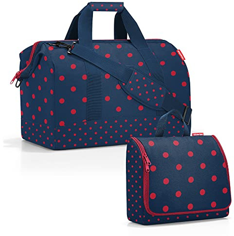 reisenthel Allrounder L mit toiletbag XL Reisetasche Waschtasche (Mixed dots red)